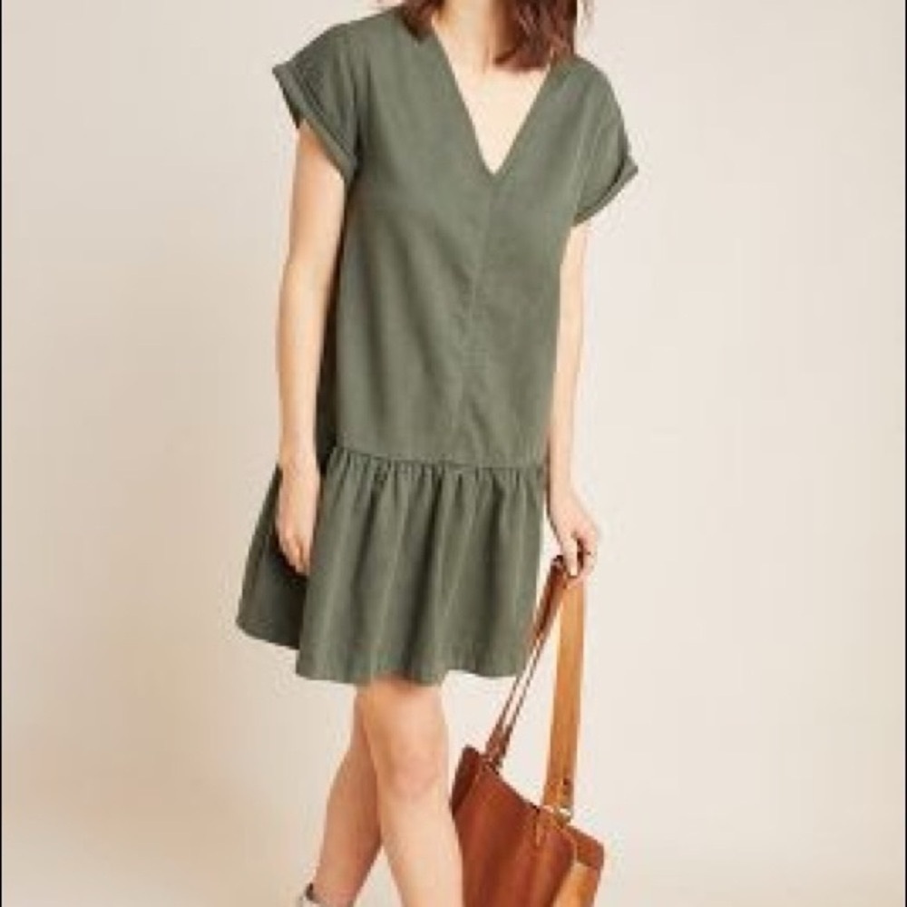 Maeve by Anthropologie Olive Green Maeve mini dress